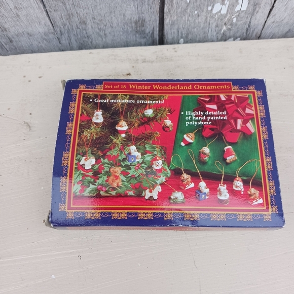 Set of 18 Mini Christmas Winter Wonderland Ornaments Hand Painted - Picture 4 of 5